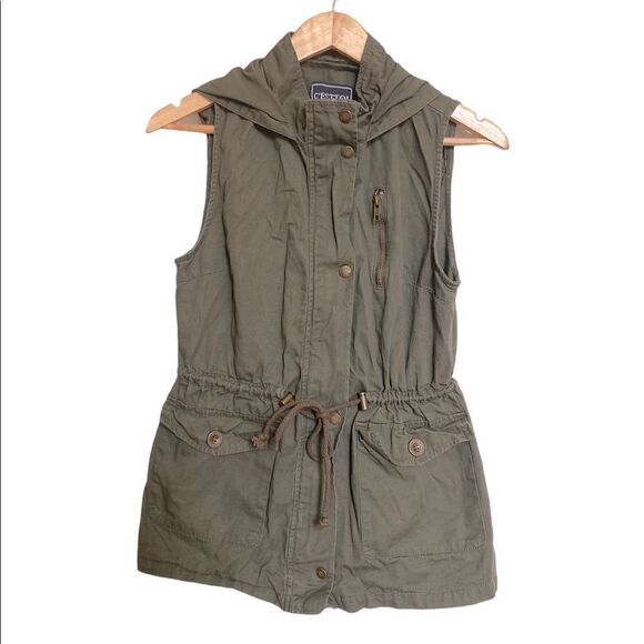 C'esttoi Hooded Adirondak Zip Up Vest Green Size Small - Picture 1 of 5